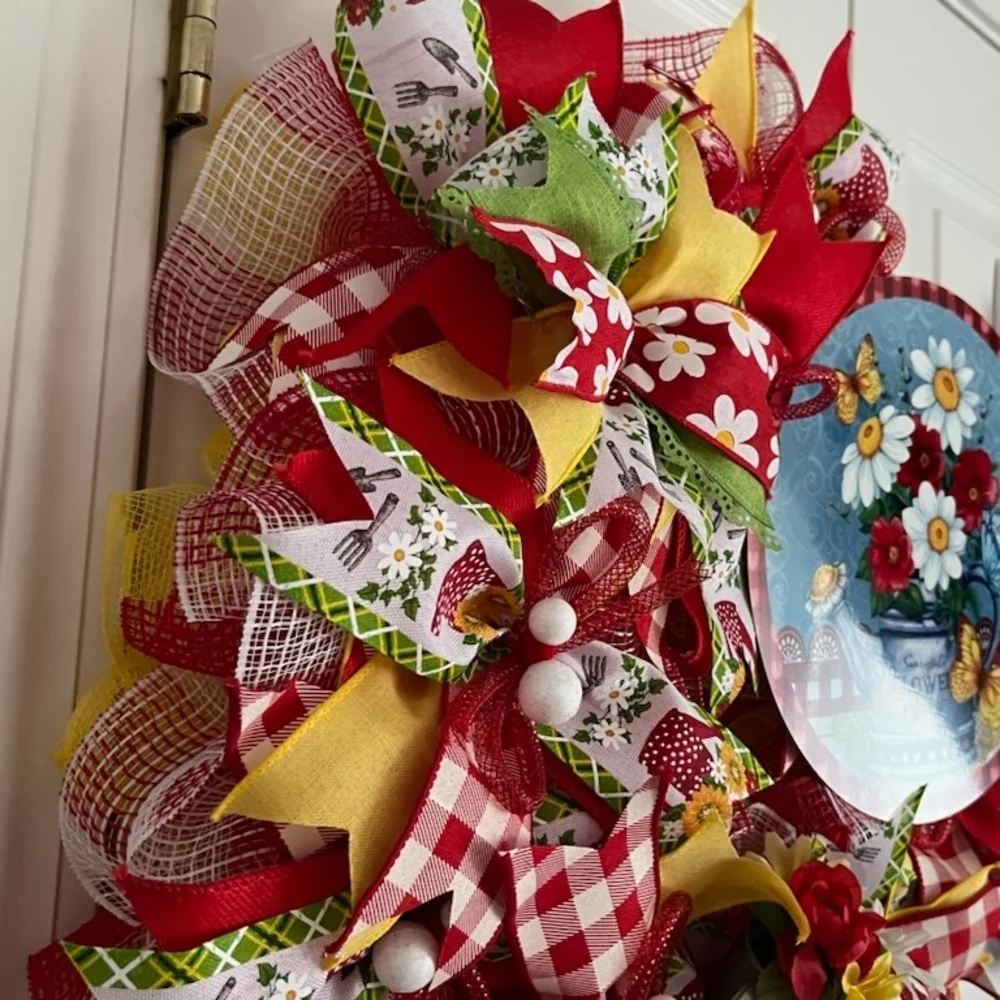 Home Holiday Red & Yellow Floral Welcome Wreath